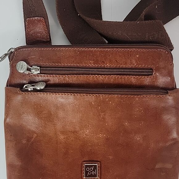 Adpel Maestri Genuine Italian Leather Brown Women's Crossbody - Picture 6 of 11